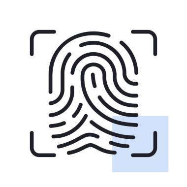 Parmak tarama vektör simgesi. Parmak izi tarama teknolojisi konsepti. Tanımlama sistemi taranıyor. Güvenlik işareti. Web sitenizin tasarımı için grafik sembolü, logo, uygulama, UI