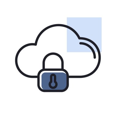 Bulut güvenlik vektör simgesi. Kilit sembollü veri bulutu. Güvenlik işareti. Web sitenizin tasarımı için grafik sembolü, logo, uygulama, UI