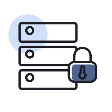 Veritabanı asma kilit vektör simgesi. Güvenlik işareti. Web sitenizin tasarımı için grafik sembolü, logo, uygulama, UI