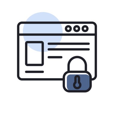 Güvenilir web sitesi, bilgi güvenliği vektör simgesi. Güvenlik işareti. Web sitenizin tasarımı için grafik sembolü, logo, uygulama, UI