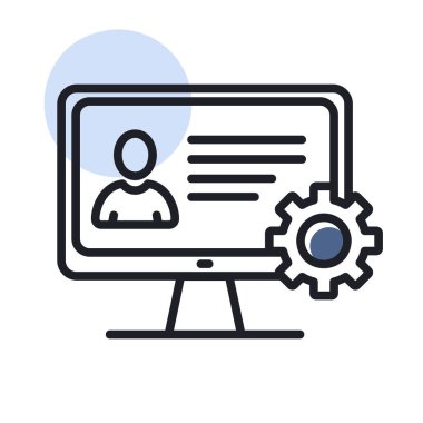 Kullanıcı, izleyici vektör simgesindeki ayarları özelleştirir. Kullanıcı arayüzü özelleştirme, programlama. Kişisel sayfalar oluşturma, düzenleme ve onarım kavramı.