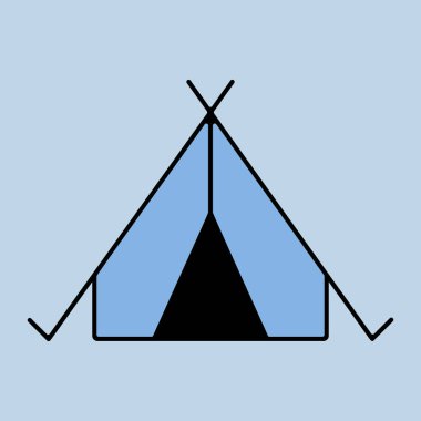 Turist çadırı vektör simgesi. Kamp ve yürüyüş işareti. Seyahat ve turizm web sitesi ve uygulama tasarımı, logo, uygulama, UI için grafik sembolü