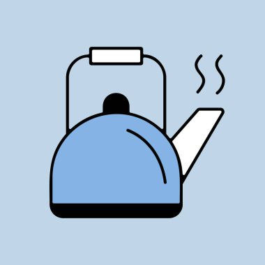 Kamp yapan metal çaydanlık vektör simgesi. Kamp ve yürüyüş işareti. Seyahat ve turizm web sitesi ve uygulama tasarımı, logo, uygulama, UI için grafik sembolü