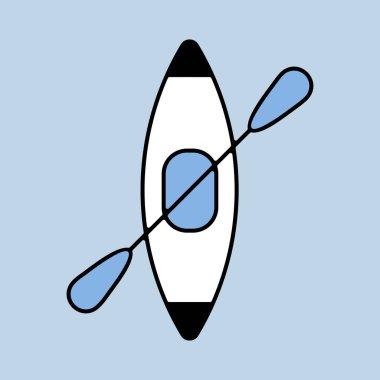 Kürek vektör izole edilmiş kano. Kamp tabelası. Seyahat ve turizm web sitesi ve uygulama tasarımı, logo, uygulama, UI için grafik sembolü