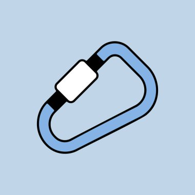 Karabina vektör simgesi. Kamp ve yürüyüş işareti. Seyahat ve turizm web sitesi ve uygulama tasarımı, logo, uygulama, UI için grafik sembolü