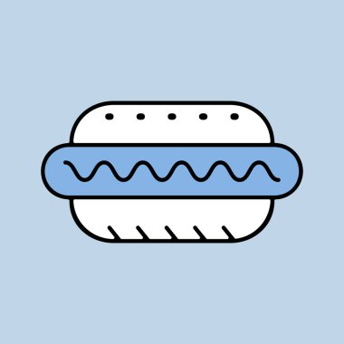 Hot dog vektör simgesi. Fast food burcu. Yemek pişirme web sitesi ve uygulama tasarımı, logo, uygulama, UI için grafik sembolü