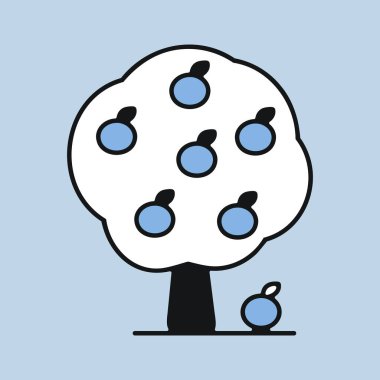 Elma ağacı izole vektör simgesi. Tarım, bahçe ve bitkiler için grafik sembolü Web sitesi ve uygulama tasarımı, logo, uygulama, UI