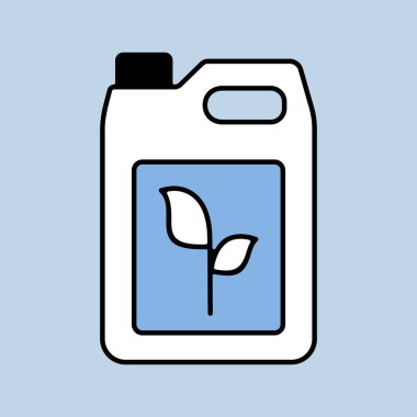 Bitki gübreleri tenekesi izole edilmiş vektör ikonu. Toprağın kimyasal döllenmesi. Tarım, bahçe ve bitkiler için grafik sembolü Web sitesi ve uygulama tasarımı, logo, uygulama, UI