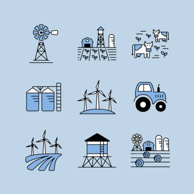 Farm Field isolated icon set. Agriculture sign. Graph symbol for your web site design, logo, app, UI. Vector illustration, EPS10