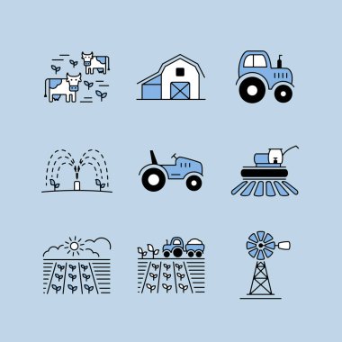 Farm Field isolated icon set. Agriculture sign. Graph symbol for your web site design, logo, app, UI. Vector illustration, EPS10