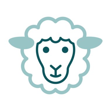 Koyun ikonu izole edildi. Hayvan kafası. Çiftlik işareti. Web sitenizin tasarımı için grafik sembolü, logo, uygulama, UI. Vektör illüstrasyonu