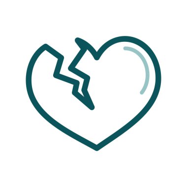 Kırık kalp simgesi. Sevgililer günü sembolü. Vektör çizim, romantizm unsurları. Etiket, yama, rozet, kart için evlilik, düğün