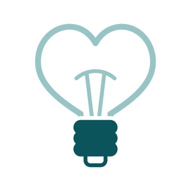 Heart shape in light bulb icon isolated. Valentine day symbol. Vector illustration, romance elements. Sticker, patch, badge, card for marriage, wedding