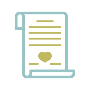 Marriage contract. Wedding certificate isolated icon. Vector illustration, romance elements. Sticker, patch, badge, card for marriage, valentine