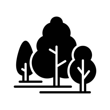 Yaprak döken orman vektörü katı bir ikon. Doğa işareti. Seyahat ve turizm web sitesi ve uygulama tasarımı, logo, uygulama, UI için grafik sembolü