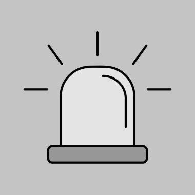 Siren vektörü gri tonlama simgesi. Alarm işareti. Ambulans sembolü. Acil durum bölümünün özel göstericileri. Güvenlik işareti. Web sitenizin tasarımı için grafik sembolü, logo, uygulama, UI