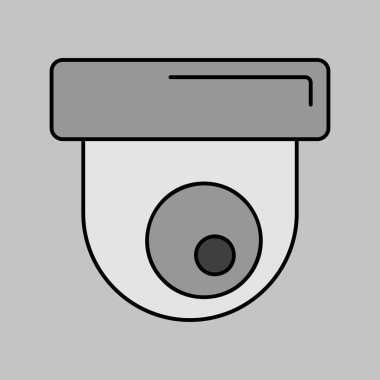 Kubbe kamera vektörü gri tonlama simgesi. CCTV, güvenlik tavanı video kamera, gözetleme işareti. Güvenlik işareti. Web sitenizin tasarımı için grafik sembolü, logo, uygulama, UI
