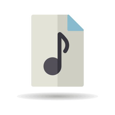 Müzik dosyası vektörü düz simgesi. Müzik işareti. Müzik ve ses web sitesi için grafik sembolü ve uygulama tasarımı, logo, uygulama, UI