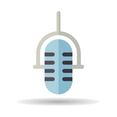 Retro mikrofon vektör simgesi. Müzik ve ses web sitesi için grafik sembolü ve uygulama tasarımı, logo, uygulama, UI