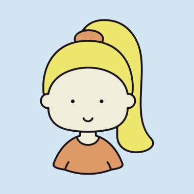 At kuyruğu vektör ikonlu kadın kafası. Avatar karakter portresi işaretleri. Web sitenizin tasarımı için grafik sembolü, logo, uygulama, UI