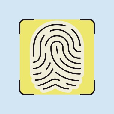Parmak tarama vektör simgesi. Parmak izi tarama teknolojisi konsepti. Tanımlama sistemi taranıyor. Güvenlik işareti. Web sitenizin tasarımı için grafik sembolü, logo, uygulama, UI
