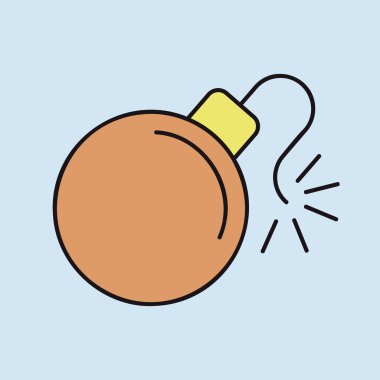 Yanmış fitil vektör ikonlu bomba. Güvenlik işareti. Web sitenizin tasarımı için grafik sembolü, logo, uygulama, UI