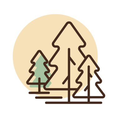 Kozalaklı orman vektör simgesi. Doğa işareti. Seyahat ve turizm web sitesi ve uygulama tasarımı, logo, uygulama, UI için grafik sembolü