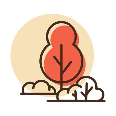 Yaprak döken ağaçlar ve çalılar, çalılar, koru, orman vektör ikonu. Doğa işareti. Seyahat ve turizm web sitesi ve uygulama tasarımı, logo, uygulama, UI için grafik sembolü