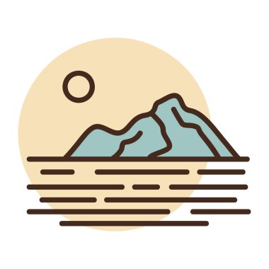 Okyanustaki kayalık adaları ya da deniz vektör ikonu. Doğa işareti. Seyahat ve turizm web sitesi ve uygulama tasarımı, logo, uygulama, UI için grafik sembolü