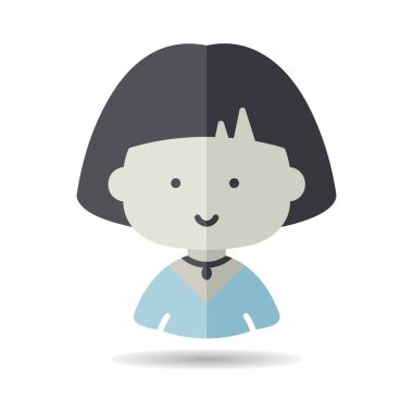 Kısa saç vektör ikonu olan güzel bir genç kadın. Avatar karakter portresi işaretleri. Web sitenizin tasarımı için grafik sembolü, logo, uygulama, UI