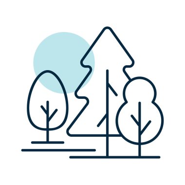 Yaprak döken ve kozalaklı orman ikonu. Doğa işareti. Seyahat ve turizm web sitesi ve uygulama tasarımı, logo, uygulama, UI için grafik sembolü