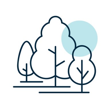 Yaprak döken orman vektör ikonu. Doğa işareti. Seyahat ve turizm web sitesi ve uygulama tasarımı, logo, uygulama, UI için grafik sembolü