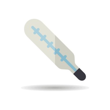 Merkür tıbbi termometre izole vektör ikonu. İlaç ve tıbbi destek işareti. Tıbbi web sitesi ve uygulama tasarımı için grafik sembolü, logo, uygulama, UI