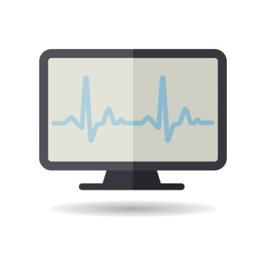 Bilgisayar tanılama vektörü izole edilmiş simge. İlaç ve sağlık sigortası, tıbbi destek işareti. Tıbbi web sitesi ve uygulama tasarımı için grafik sembolü, logo, uygulama, UI