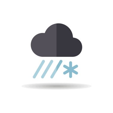 Kar vektörü simgesi olan yağmur bulutu. Meteoroloji işareti. Seyahat, turizm ve hava durumu web sitesi ve uygulama tasarımı, logo, uygulama, UI için grafik sembolü