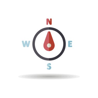 Pusula rüzgar gül vektör simgesi. Kuzeye doğru. Meteoroloji işareti. Seyahat, turizm ve hava durumu web sitesi ve tasarım, logo, uygulama, UI için grafik sembolü