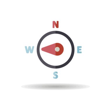 Pusula rüzgar gül vektör simgesi. Batıya doğru. Meteoroloji işareti. Seyahat, turizm ve hava durumu web sitesi ve tasarım, logo, uygulama, UI için grafik sembolü