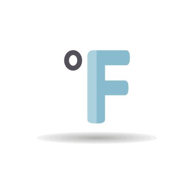 Fahrenheit derece vektör simgesi. Meteoroloji işareti. Seyahat, turizm ve hava durumu web sitesi ve uygulama tasarımı, logo, uygulama, UI için grafik sembolü