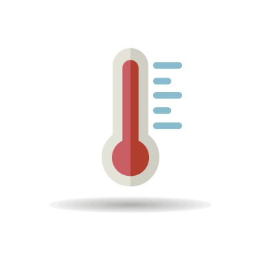 Termometre ısısı sıcak vektör simgesi. Meteoroloji işareti. Seyahat, turizm ve hava durumu web sitesi ve uygulama tasarımı, logo, uygulama, UI için grafik sembolü