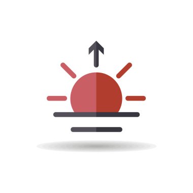 Gün doğumu vektör simgesi. Meteoroloji işareti. Seyahat, turizm ve hava durumu web sitesi ve uygulama tasarımı, logo, uygulama, UI için grafik sembolü