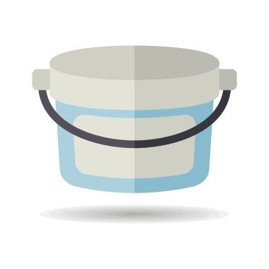 Pastic bucket container for paint or food isolated icon. Construction, repair and building vector design and illustration