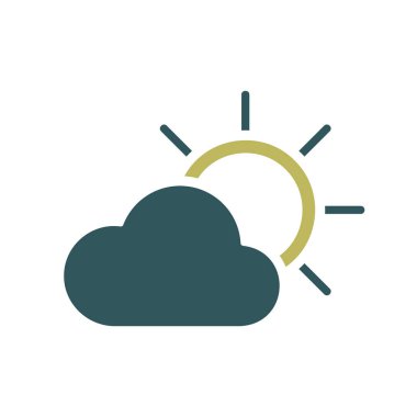 Güneş ve bulut vektör simgesi. Meteoroloji işareti. Seyahat, turizm ve hava durumu web sitesi ve uygulama tasarımı, logo, uygulama, UI için grafik sembolü