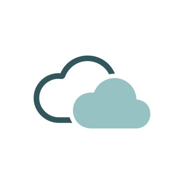 İki bulut vektör simgesi. Meteoroloji işareti. Seyahat, turizm ve hava durumu web sitesi ve uygulama tasarımı, logo, uygulama, UI için grafik sembolü
