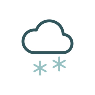 Kar vektörü simgesi olan bir bulut. Meteoroloji işareti. Seyahat, turizm ve hava durumu web sitesi ve uygulama tasarımı, logo, uygulama, UI için grafik sembolü
