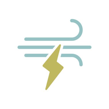 Rüzgar yıldırım vektör simgesi. Meteoroloji işareti. Seyahat, turizm ve hava durumu web sitesi ve uygulama tasarımı, logo, uygulama, UI için grafik sembolü