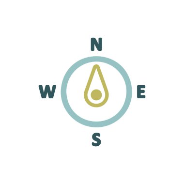 Pusula rüzgar gül vektör simgesi. Kuzeye doğru. Meteoroloji işareti. Seyahat, turizm ve hava durumu web sitesi ve tasarım, logo, uygulama, UI için grafik sembolü