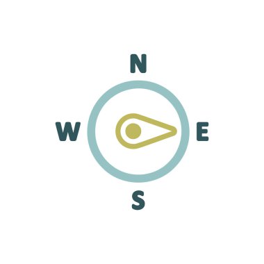 Pusula rüzgar gül vektör simgesi. Doğu yönünde. Meteoroloji işareti. Seyahat, turizm ve hava durumu web sitesi ve tasarım, logo, uygulama, UI için grafik sembolü