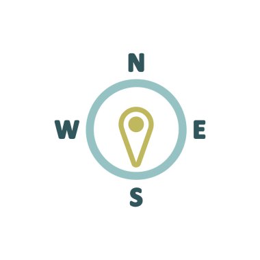 Pusula rüzgar gül vektör simgesi. Güneye doğru. Meteoroloji işareti. Seyahat, turizm ve hava durumu web sitesi ve tasarım, logo, uygulama, UI için grafik sembolü