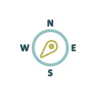 Pusula rüzgar gül vektör simgesi. Güneybatıya doğru. Meteoroloji işareti. Seyahat, turizm ve hava durumu web sitesi ve tasarım, logo, uygulama, UI için grafik sembolü