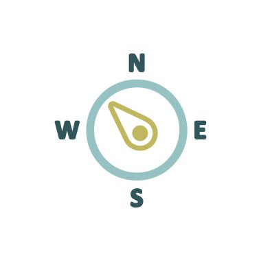 Pusula rüzgar gül vektör simgesi. Kuzeybatıya doğru. Meteoroloji işareti. Seyahat, turizm ve hava durumu web sitesi ve tasarım, logo, uygulama, UI için grafik sembolü